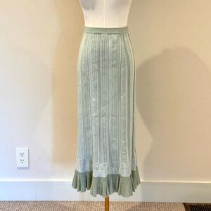 Proenza Schouler Light Sage Green Ribbed Knit Skirt Size S